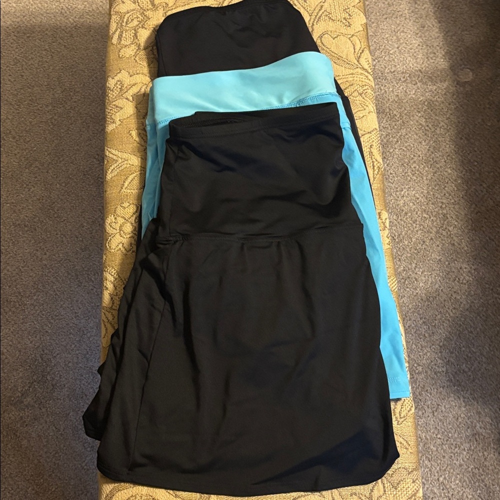 Lands End Swim Skirts Swim Skort Black Turquoise Lot 3 Swim Bottoms